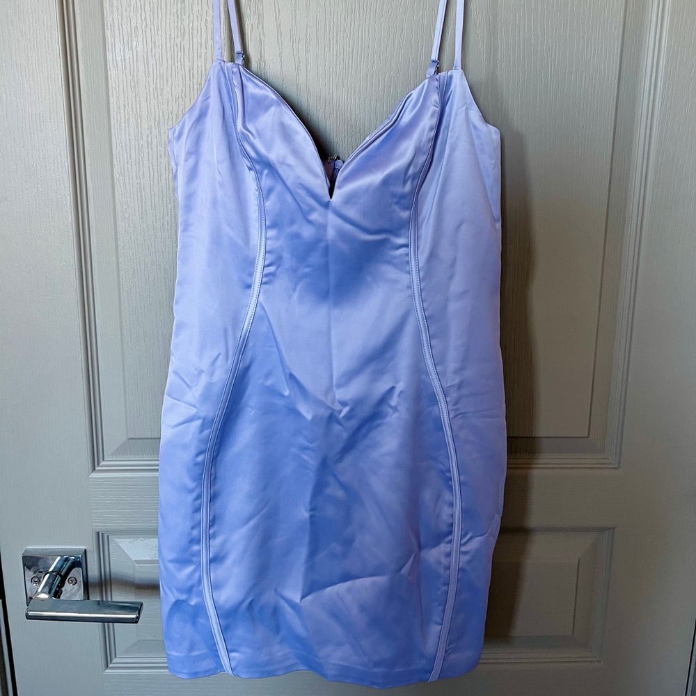 Oh Polly V-Neck Satin Mini Dress